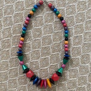 Colorful Rainbow Wooden Necklace Vintage